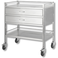 Double Stainless Steel Instrument Trolley with 2 Drawers-Hammerox Industrial