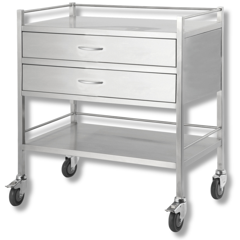 Double Stainless Steel Instrument Trolley with 2 Drawers-Hammerox Industrial