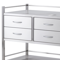 Double Stainless Steel Instrument Trolley with 4 Drawers-Hammerox Industrial