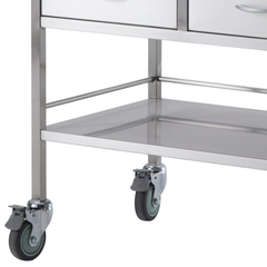 Double Stainless Steel Instrument Trolley with 4 Drawers-Hammerox Industrial