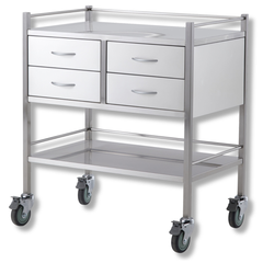 Double Stainless Steel Instrument Trolley with 4 Drawers-Hammerox Industrial