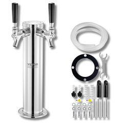 Double Tap Draft Beer Tower Dispenser Stainless Steel-Hammerox Industrial