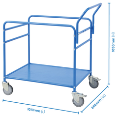 Double Tub Order Picking Trolley Kit with 2 No.10 Red Plastic Tubs-Hammerox Industrial
