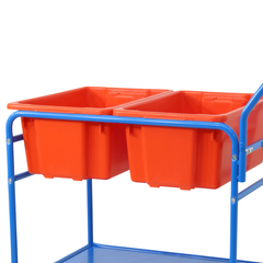 Double Tub Order Picking Trolley Kit with 2 No.10 Red Plastic Tubs-Hammerox Industrial