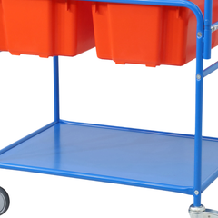 Double Tub Order Picking Trolley Kit with 2 No.10 Red Plastic Tubs-Hammerox Industrial
