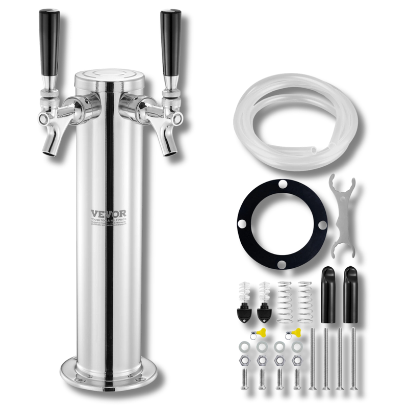 Double Tap Draft Beer Tower Dispenser Stainless Steel