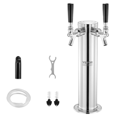 Double Tap Draft Beer Tower Dispenser Stainless Steel