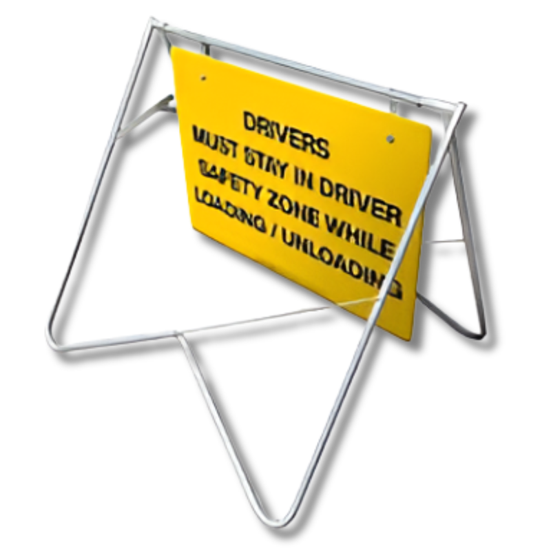 Drivers Must Stay in Driver Safety Zone While Loading & Unloading Swing Stand & Sign