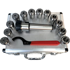 ER32 MT4 Collet Set with Chuck Holder 14 Piece - Metex