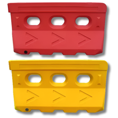 Economy Water Filled Road Safety Barrier Red or Yellow 1410 x 780 x 360mm