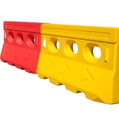Economy Water Filled Road Safety Barrier Red or Yellow 1410 x 780 x 360mm