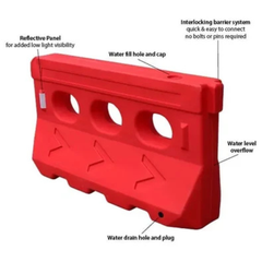 Economy Water Filled Road Safety Barrier Red or Yellow 1410 x 780 x 360mm