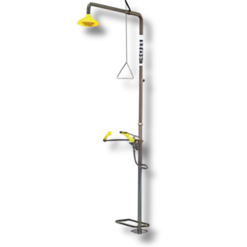 Emergency Safety Shower with Single Nozzle Eyewash No Bowl & Foot Treadle