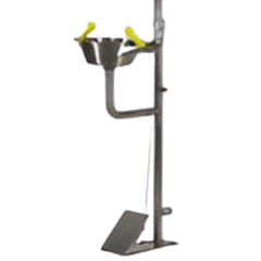 Emergency Safety Shower with Single Nozzle Eyewash with Bowl & Foot Treadle
