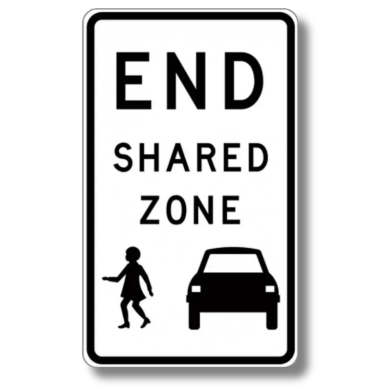 End Shared Zone Sign Class 1 Reflective 450 x 750mm