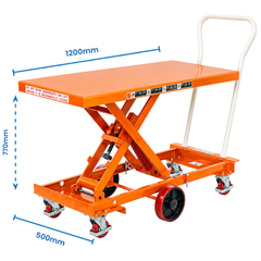 Extra Large Spring Scissor Lift Trolley with Centre Wheel Kit-Hammerox Industrial