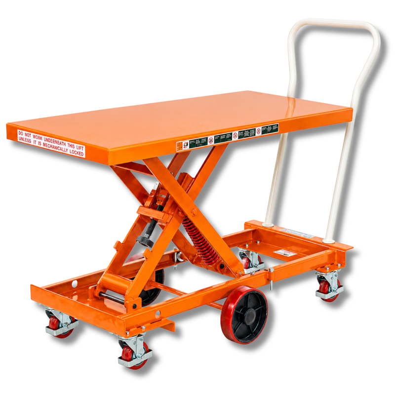 Extra Large Spring Scissor Lift Trolley with Centre Wheel Kit-Hammerox Industrial