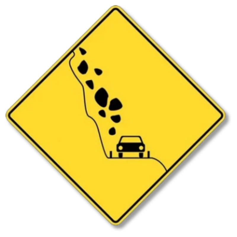 Falling Rocks Warning Sign Class 1 Reflective 600 x 600mm