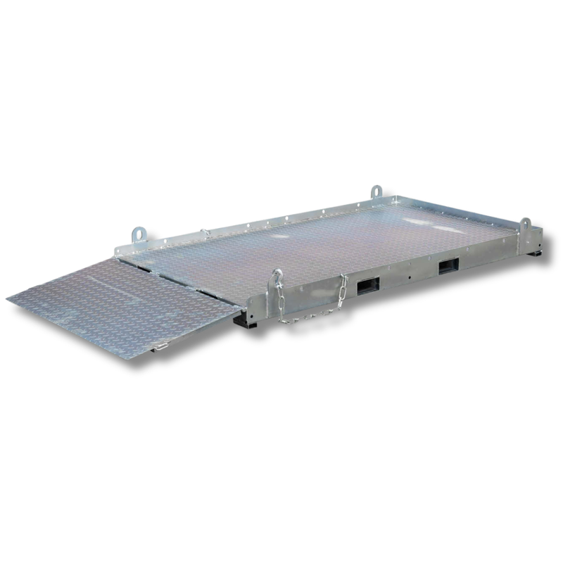 Forklift & Crane Transport Platform with Folding Ramp-Hammerox Industrial