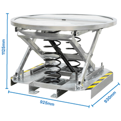 Galvanised Spring Pallet Elevator with Pallet Truck Base-Hammerox Industrial
