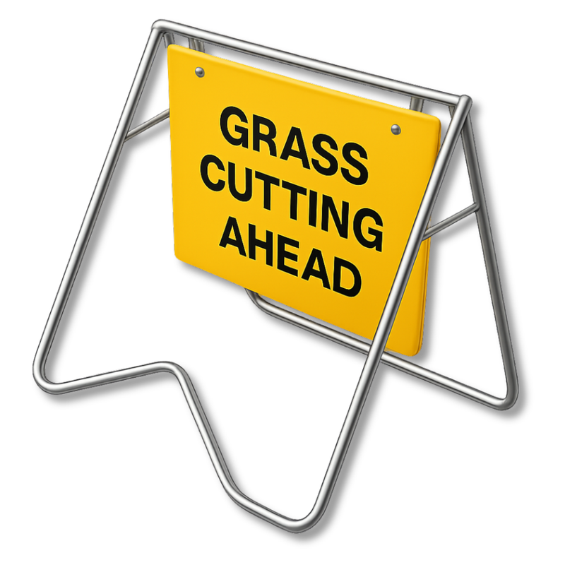 Grass Cutting Ahead Swing Stand & Sign