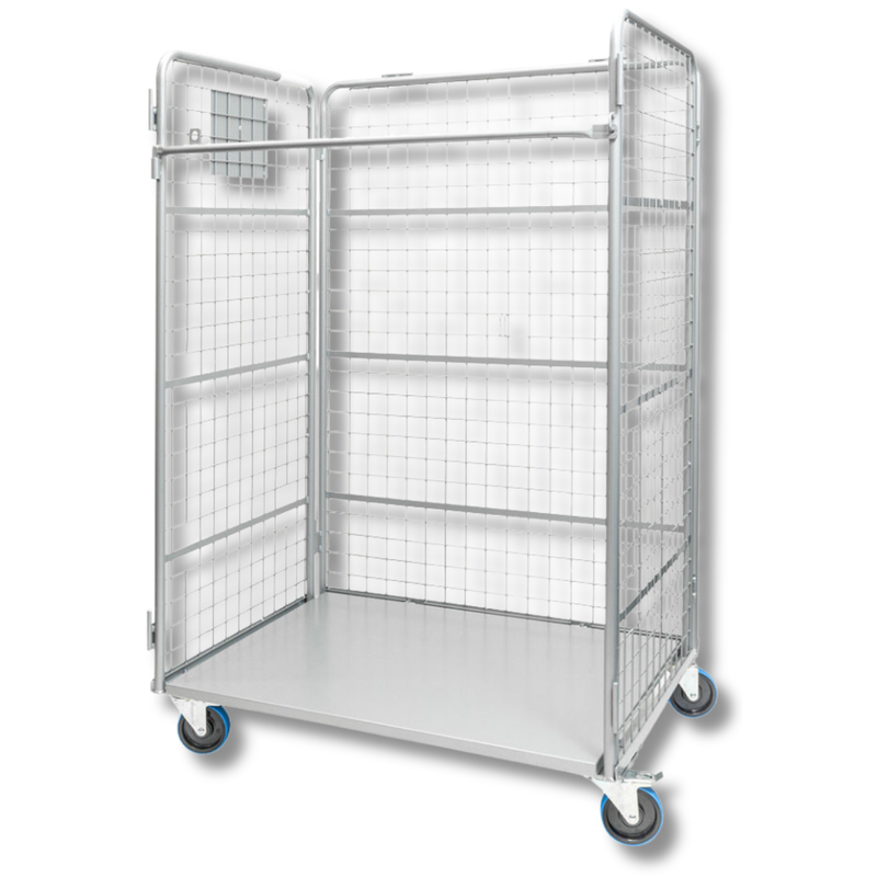 Heavy Duty 3-Sided Mesh Cage Trolley 1100 x 850 x 1700mm-Hammerox Industrial