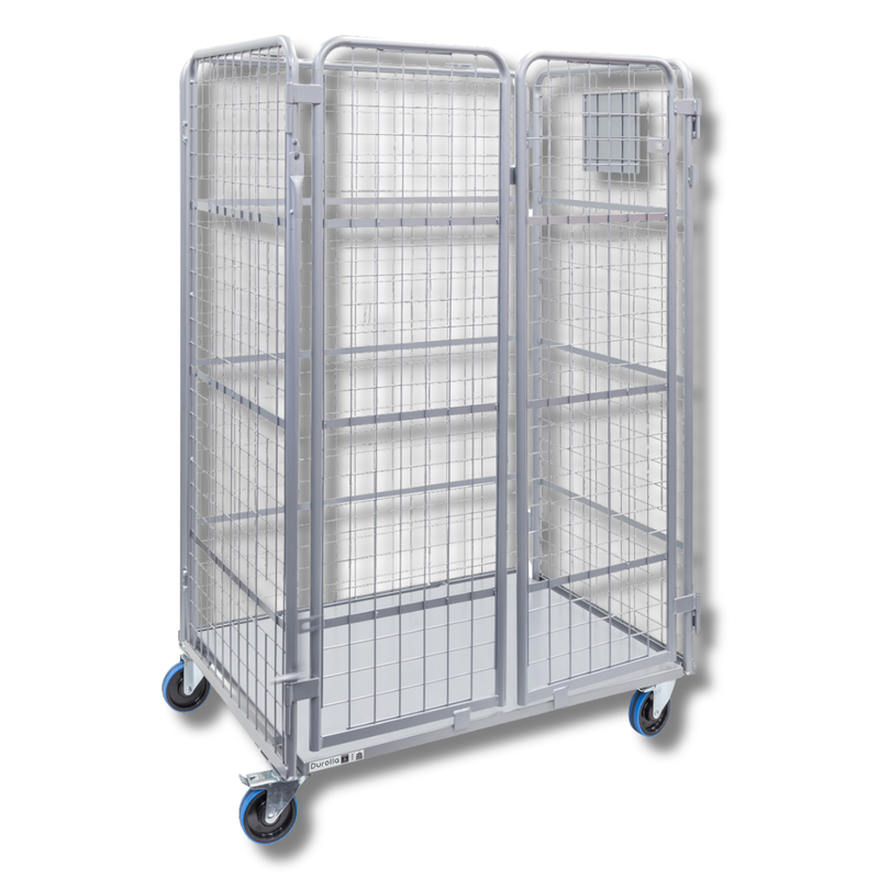 Heavy Duty 3 Sided Mesh Cage Trolley with Doors-Hammerox Industrial