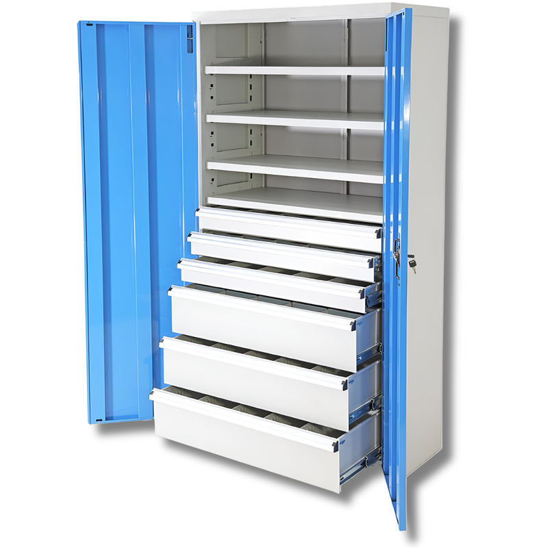 Heavy Duty 6 Drawer Cabinet 3 x 100mm & 3 x 200mm Drawers-Hammerox Industrial