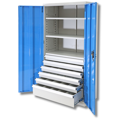 Heavy Duty 6 Drawer Cabinet 5 x 100mm & 1 x 200mm Drawer-Hammerox Industrial