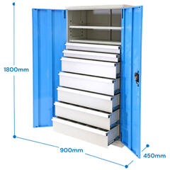 Heavy Duty 7 Drawer Cabinet 2 x 100mm & 5 x 200mm Drawers-Hammerox Industrial