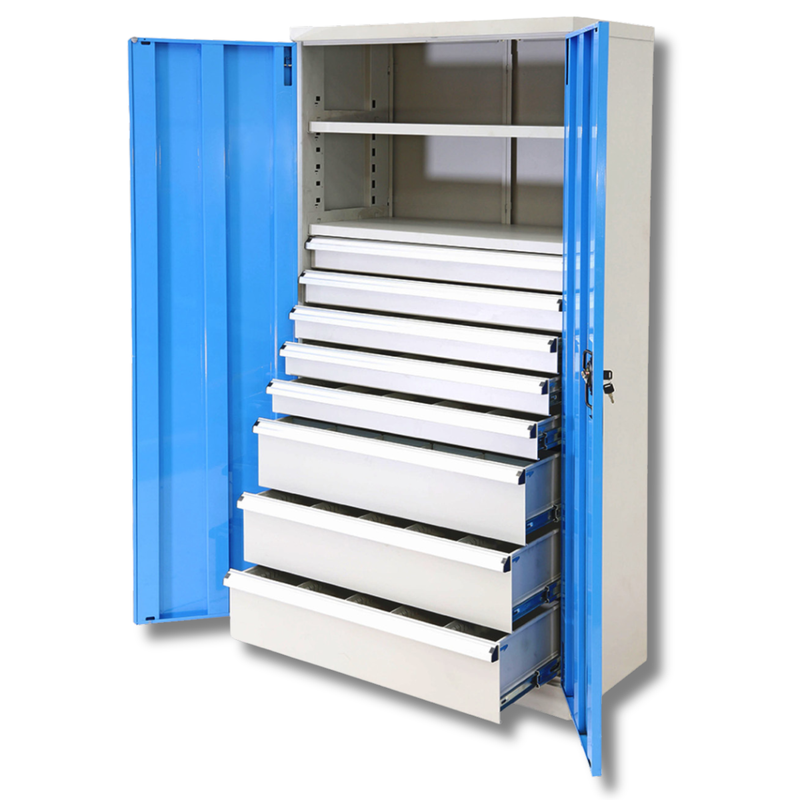 Heavy Duty 8 Drawer Cabinet 5 x 100mm & 3 x 200mm Drawers-Hammerox Industrial