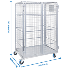 Heavy Duty Mesh Cage Trolley with Doors & Roof-Hammerox Industrial