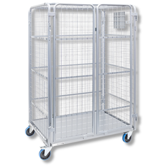 Heavy Duty Mesh Cage Trolley with Doors & Roof-Hammerox Industrial