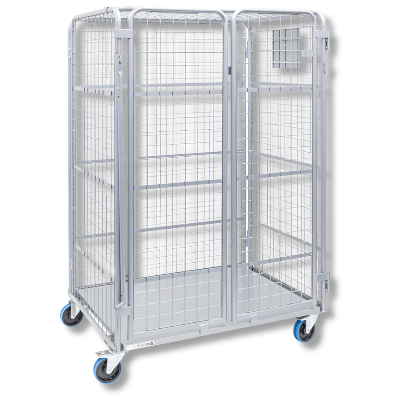 Heavy Duty Mesh Cage Trolley with Doors & Roof-Hammerox Industrial