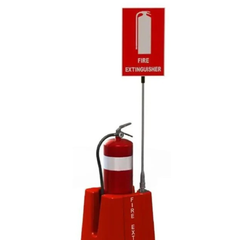 Heavy Duty Poly Portable Fire Extinguisher Stand with Sign - Exoguard
