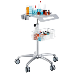 Height Adjustable Medical Trolley Cart with Basket