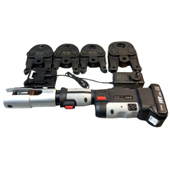 Hydraulic Plumbing Press Tool Kit with 2 Batteries, Charger & 4 Jaws