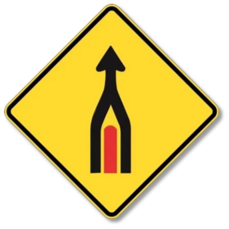 Lanes Merge Sign Class 1 Reflective 600 x 600mm