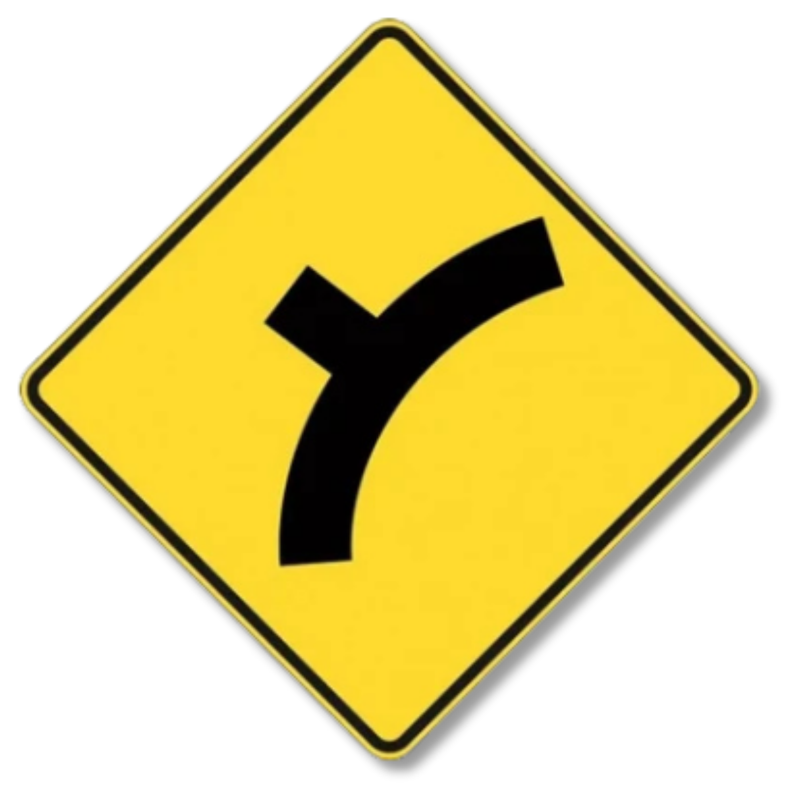Left Intersection on Bend Sign Class 1 Reflective 600 x 600mm