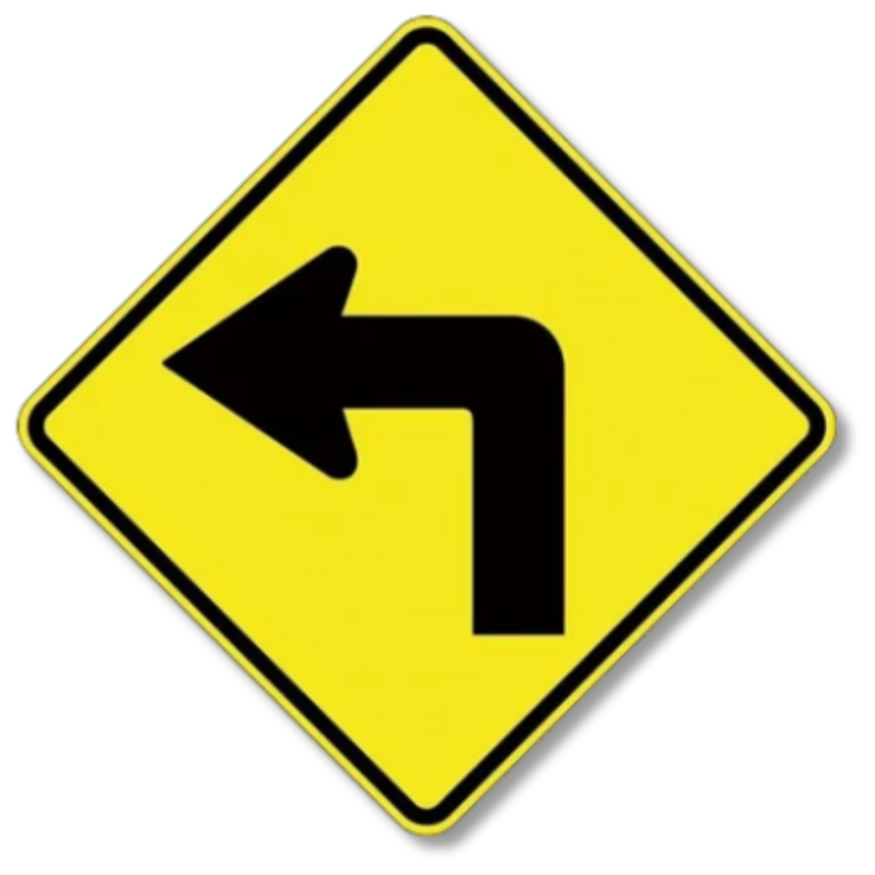 Left Turn Arrow Sign Class 1 Reflective 600 x 600mm