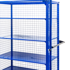 Lockable Mesh Cage Trolley with Sheet Metal Shelves-Hammerox Industrial