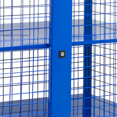 Lockable Mesh Cage Trolley with Sheet Metal Shelves-Hammerox Industrial