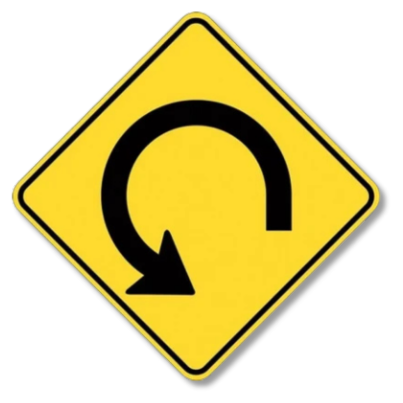 Loop Left Sign Class 1 Reflective 600 x 600mm