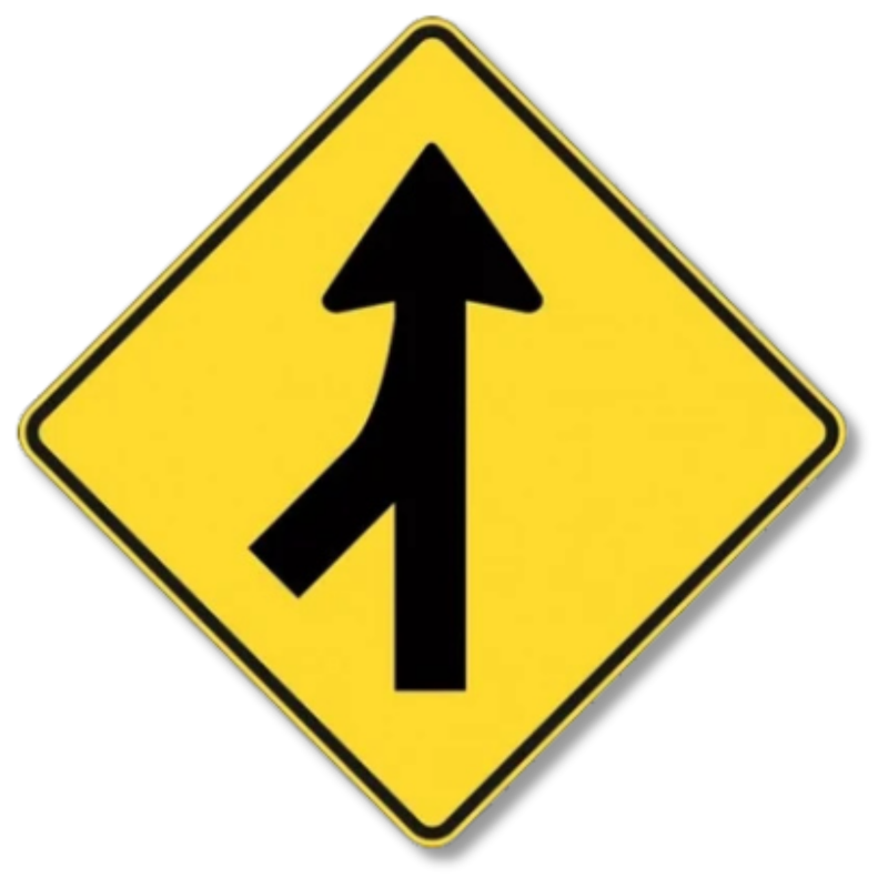 Merging Traffic Left Sign Class 1 Reflective 600 x 600mm