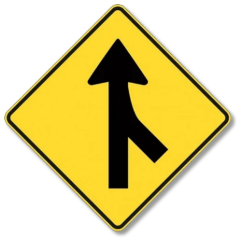 Merging Traffic Right Sign Class 1 Reflective 600 x 600mm