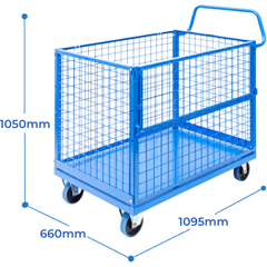 Mesh Cage Trolley with Drop Down Gate-Hammerox Industrial