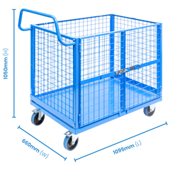 Mesh Cage Trolley with Lockable Double Swing Doors-Hammerox Industrial