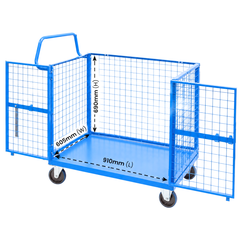 Mesh Cage Trolley with Lockable Double Swing Doors-Hammerox Industrial
