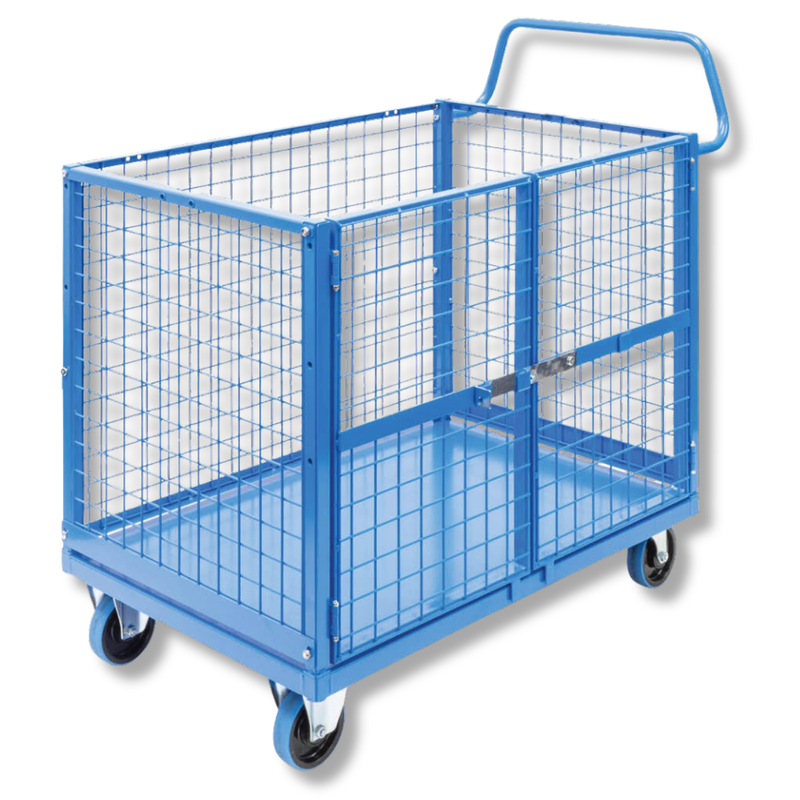 Mesh Cage Trolley with Lockable Double Swing Doors-Hammerox Industrial