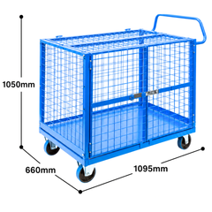 Mesh Cage Trolley with Lockable Double Swing Doors & Lockable Lid-Hammerox Industrial